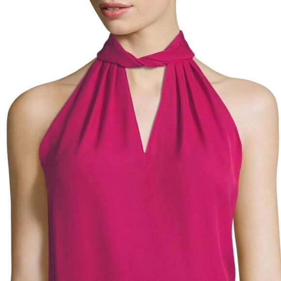 NWT Ramy Brook Trinity Silk Halter Top Radiant Hot Pink Small Revolve - Picture 3 of 13